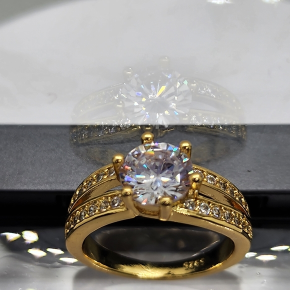 18K Gold Plated Zircon 925 Stamped 3-Piece Ring Set - Picture 8 of 14